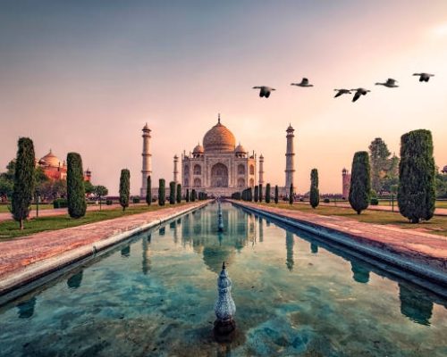 Taj Mahal in sunrise light, Agra, India